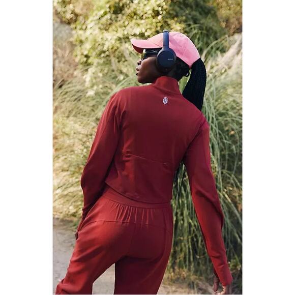 (XS) NWOT $108  Free People Never Better Structured Zip-Up Jacket Crimson - Picture 5 of 10